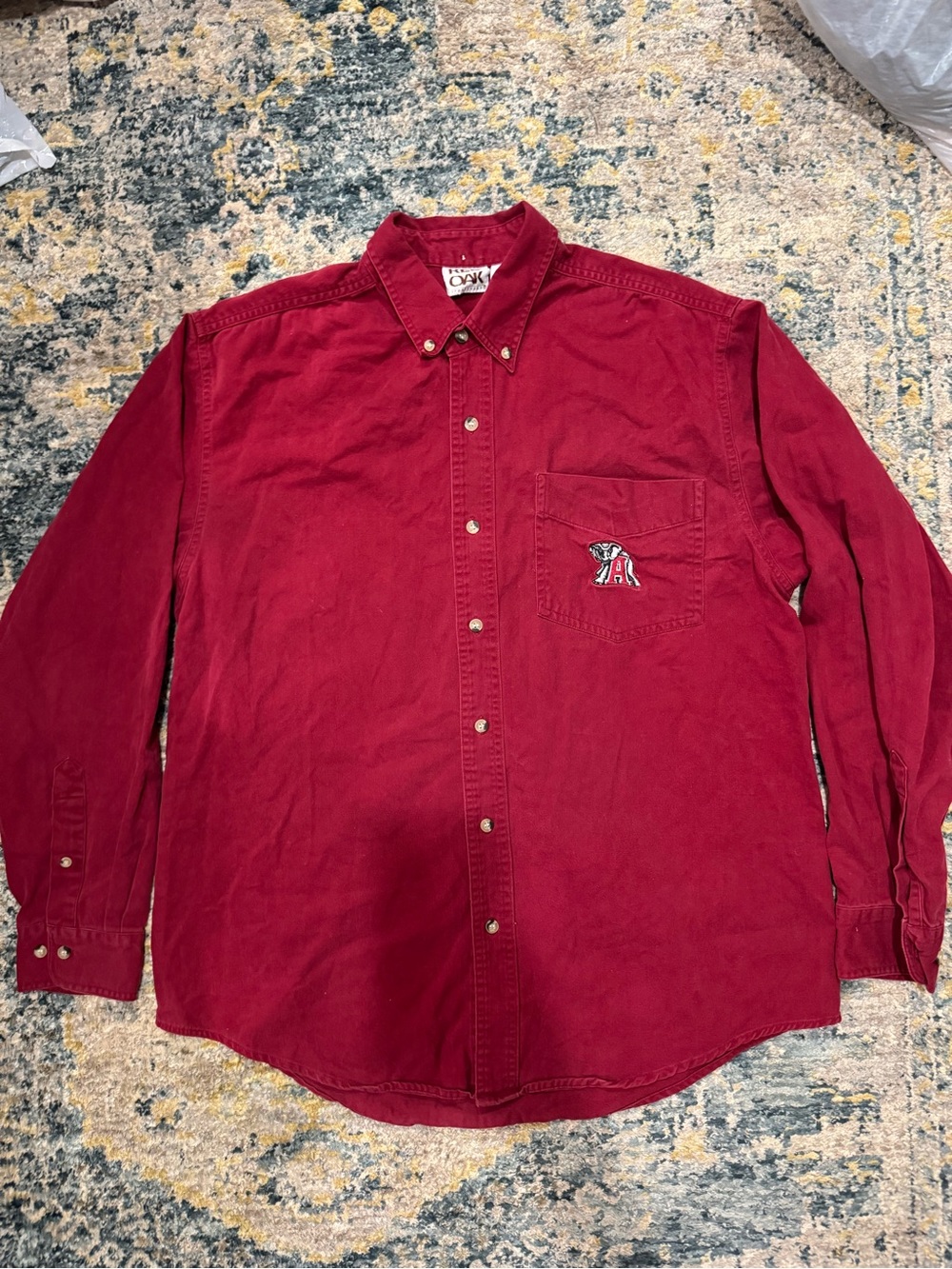Red oak Red Long-Sleeve Casual Button-Down Shirt